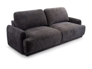 Miniaturka 6 - Sofa rozkładana Vesario 240 cm w grafitowej tkaninie – widok z przodu pod kątem
