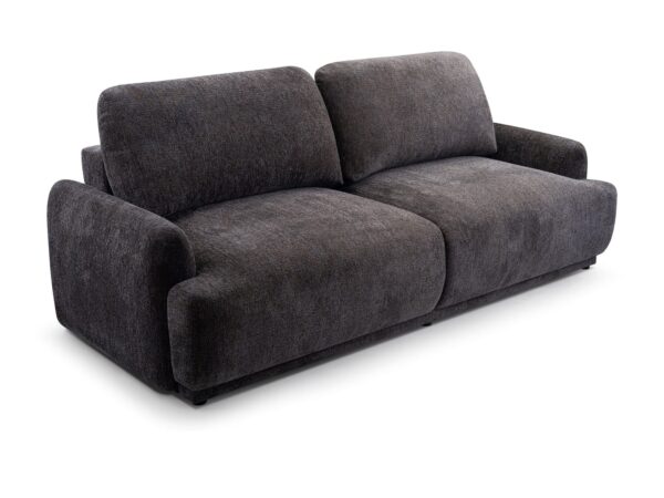 Sofa rozkładana Vesario 240 cm w grafitowej tkaninie – widok z przodu pod kątem