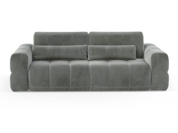 Sofa Lagvero 260 cm z elektrycznym wysuwem, szara, z przodu na białym tle