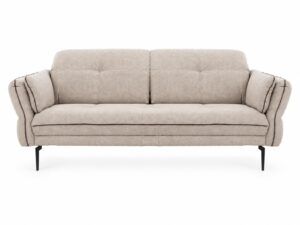 Miniaturka 4 - Sofa Terlavio 207 cm z regulowanymi zagłówkami w beżowej tkaninie z ciemną lamówką, na białym tle