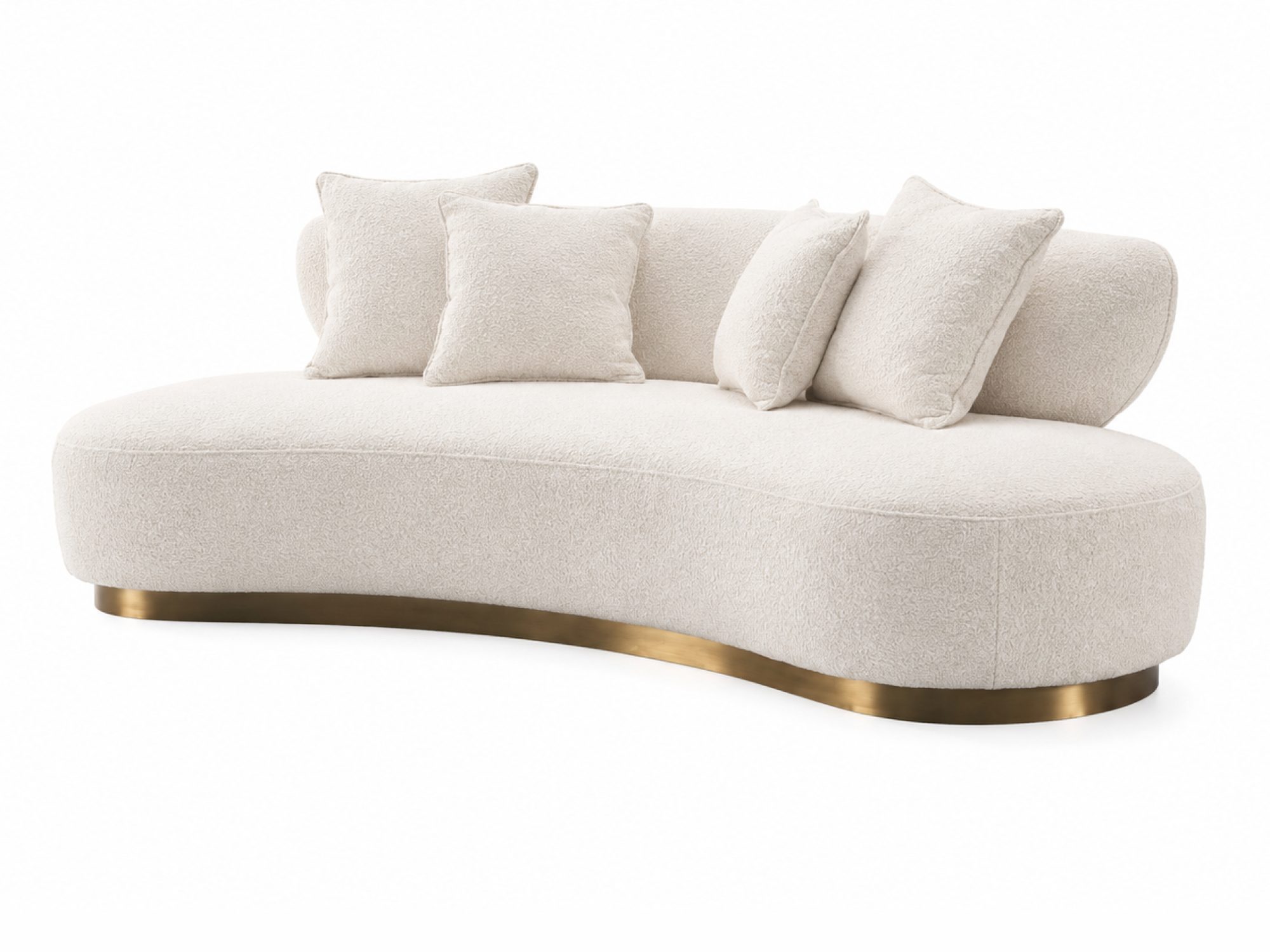 Sofa Zenith boucle ecru 257 cm – widok pod kątem