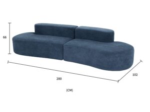 Miniaturka 6 - Rysunek wymiarowy sofy Zenith – szerokość 280 cm, głębokość 102 cm, wysokość 66 cm