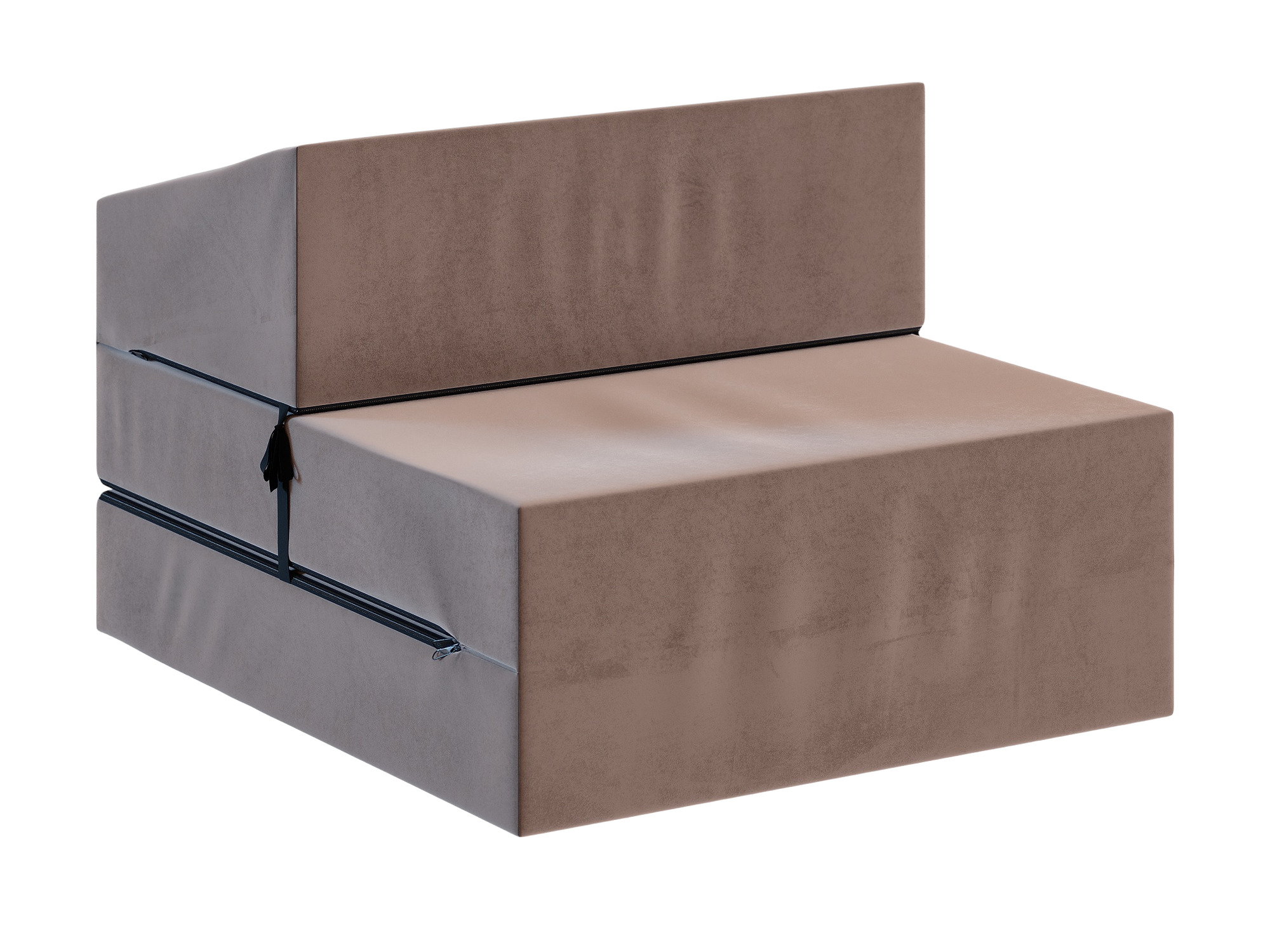 Sofka rozkładana piankowa Nuvessa — 70x200, grubość 14 cm, w kolorze brązowym, na białym tle