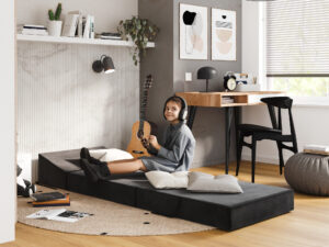 Miniaturka 24 - Sofka rozkładana piankowa Nuvessa — 70x200 w pokoju dziecięcym, w kolorze czarnym