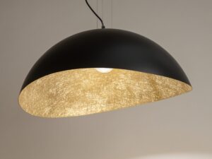 Miniaturka 7 - Czarno-złota lampa wisząca Solaris M z podświetlonym złotym wnętrzem
