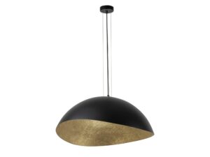 Miniaturka 1 - Lampa wisząca Solaris M czarno-złota z szerokim półkulistym kloszem