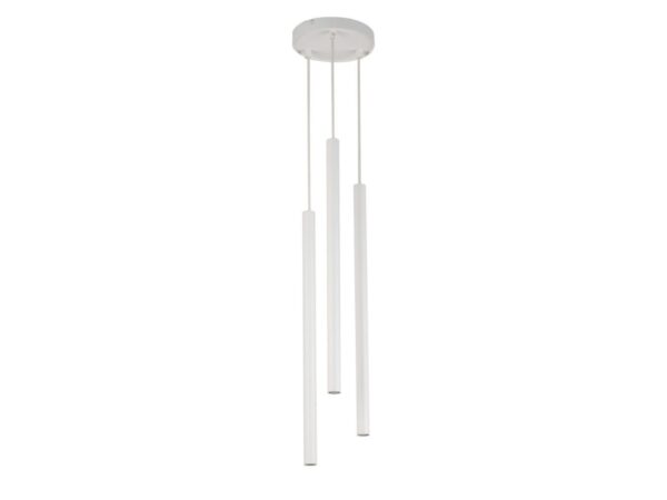 Lampa wisząca Sopel 3 koło biała z trzema stalowymi tubami