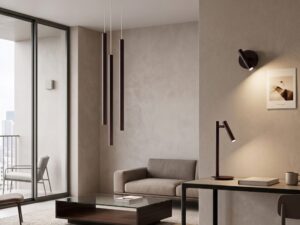 Miniaturka 14 - Lampa wisząca Sopel 3 koło w kolorze czekoladowego brązu w aranżacji salonu