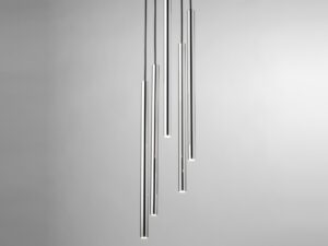 Miniaturka 2 - Lampa wisząca Sopel Lux 5 koło czarno-srebrna, pięć świecących metalowych tub