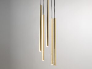 Miniaturka 3 - Lampa wisząca Sopel Lux 5 koło czarno-złota, pięć tub ze światłem skierowanym w dół