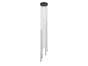 Miniaturka 4 - Lampa wisząca Sopel Lux 5 koło długi czarno-srebrna – pięć długich tub na okrągłej rozecie