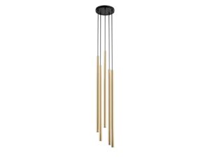 Miniaturka 1 - Lampa wisząca Sopel Lux 5 koło długi czarno-złota – pięć złotych tub na okrągłej rozecie