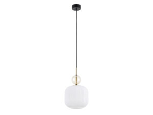 Miniaturka 1 - Lampa wisząca Sophia Big koniakowo-biała o wysokości 150 cm na białym tle
