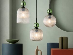 Miniaturka 7 - Lampa wisząca Sophia Big zielono-koniakowa 160 cm w aranżacji