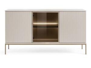 Miniaturka 5 - Komoda Spokój kaszmir 154 cm – 3 drzwi, środkowa witrynka LED