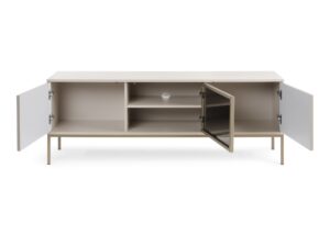 Miniaturka 1 - Szafka RTV Spokój 154 cm – otwarte boczne szafki i szklane drzwi