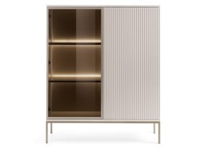 Miniaturka 5 - Witryna Spokój kaszmir 104 cm – szklany i ryflowany front z LED