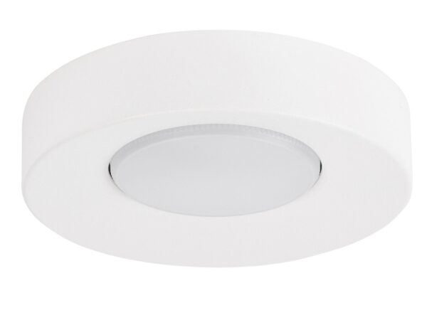 Spot Bros 1 biały, niski okrągły plafon z centralnym miejscem na żarówkę GX53