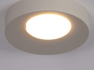 Miniaturka 5 - Spot Bros 1 szary beż, włączona lampa sufitowa z okrągłym światłem