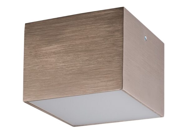 Spot Cubo Metalik LED 3000K jasny brąz szczotkowany, kwadratowa oprawa aluminiowa