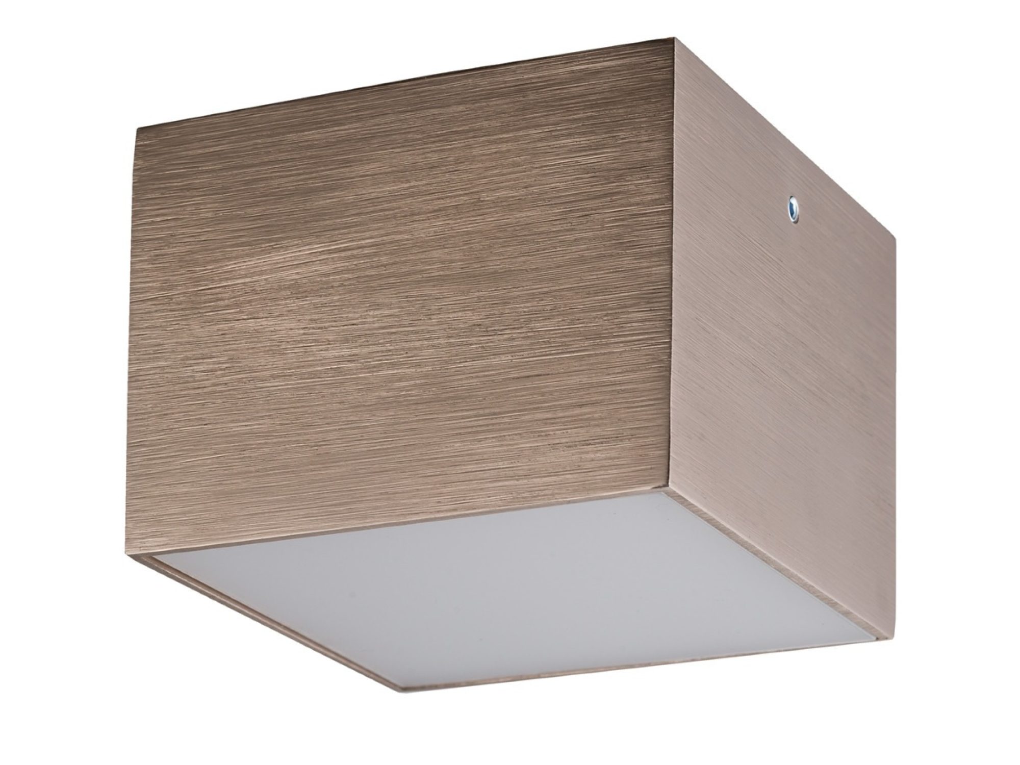 Spot Cubo Metalik LED 3000K jasny brąz szczotkowany, kwadratowa oprawa aluminiowa