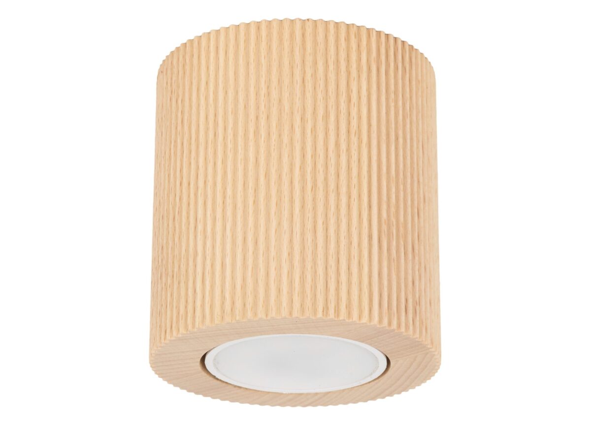 Spot sufitowy Eve Corte GU10 z ryflowanego drewna 8,5 cm