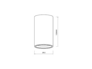 Miniaturka 8 - Spot sufitowy GU10 – rysunek średnicy 63 mm i wysokości 100 mm