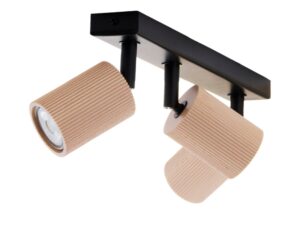 Miniaturka 7 - Spot Optic Wood ruchomy 3 czarny z drewnianymi kloszami, dodatkowe ujęcie szczegółów
