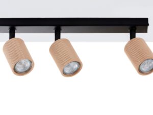 Miniaturka 5 - Spot Optic Wood ruchomy 3 czarny, zbliżenie kloszy z drewna bukowego
