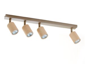 Miniaturka 2 - Spot Optic Wood ruchomy 4 w ciepłym beżu, widok ukośny czterech ruchomych głowic
