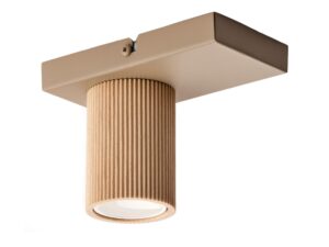 Miniaturka 2 - Spot Optic Wood S1 ciepły beż, zbliżenie na naturalne drewno bukowe i stalowy korpus
