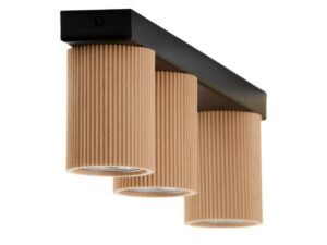 Miniaturka 5 - Spot Optic Wood S3, detal bukowych ryflowanych kloszy pod czarną listwą sufitową