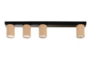 Miniaturka 1 - Spot Optic Wood S4 czarny z naturalnym drewnem bukowym, cztery klosze na listwie