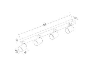 Miniaturka 6 - Rysunek wymiarowy listwy 4×GU10 o długości 59 cm
