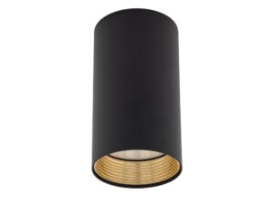 Miniaturka 4 - Czarny spot sufitowy Amis Downlight 1 × GU10 z ryflowanym złotym pierścieniem