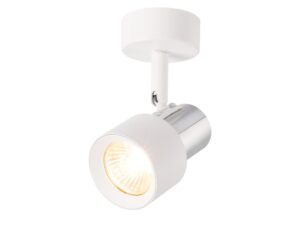 Miniaturka 2 - Biały spot sufitowy GU10 z chromem podczas świecenia