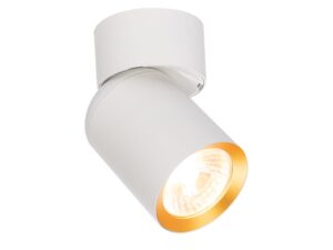 Miniaturka 2 - Spot sufitowy biało-złoty – przykładowy efekt po włożeniu żarówki GU10