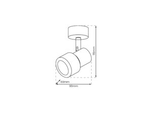Miniaturka 5 - Wymiary obrotowego spotu sufitowego GU10 w schemacie