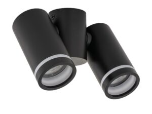 Miniaturka 4 - Spot sufitowy Jet Set czarny z dwoma regulowanymi reflektorami GU10 na białym tle