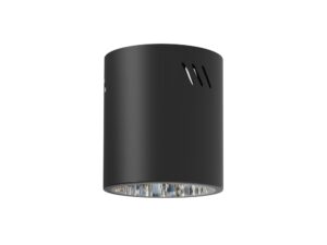 Miniaturka 7 - Czarny cylindryczny spot sufitowy natynkowy E27 z trzema szczelinami wentylacyjnymi na białym tle
