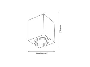 Miniaturka 3 - Spot sufitowy kwadratowy GU10 – rysunek wymiarów 80 na 100 mm