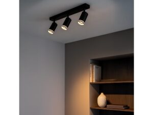 Miniaturka 6 - Trzypunktowa czarna lampa sufitowa GU10 w pomieszczeniu