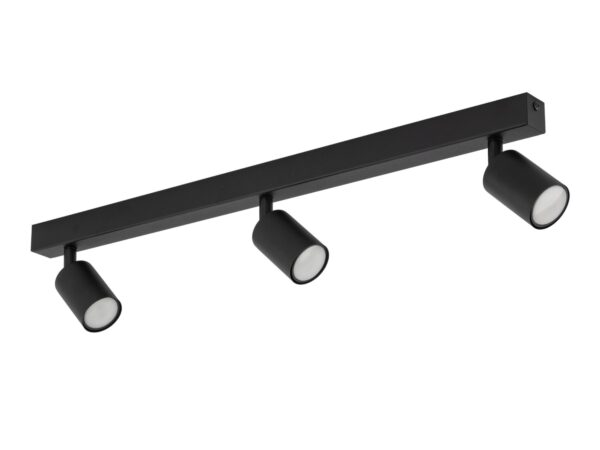 Spot sufitowy Nex natynkowy czarny z trzema reflektorami GU10 na białym tle