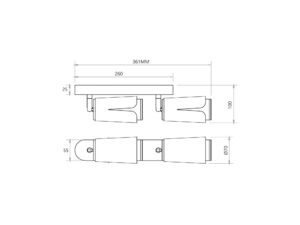 Miniaturka 8 - Spot sufitowy Oraleta 2 GU10 rysunek wymiarów 36,1 cm