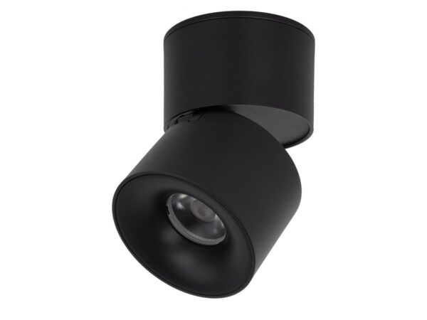 Czarny spot sufitowy Spark CCT LED 10 W na białym tle