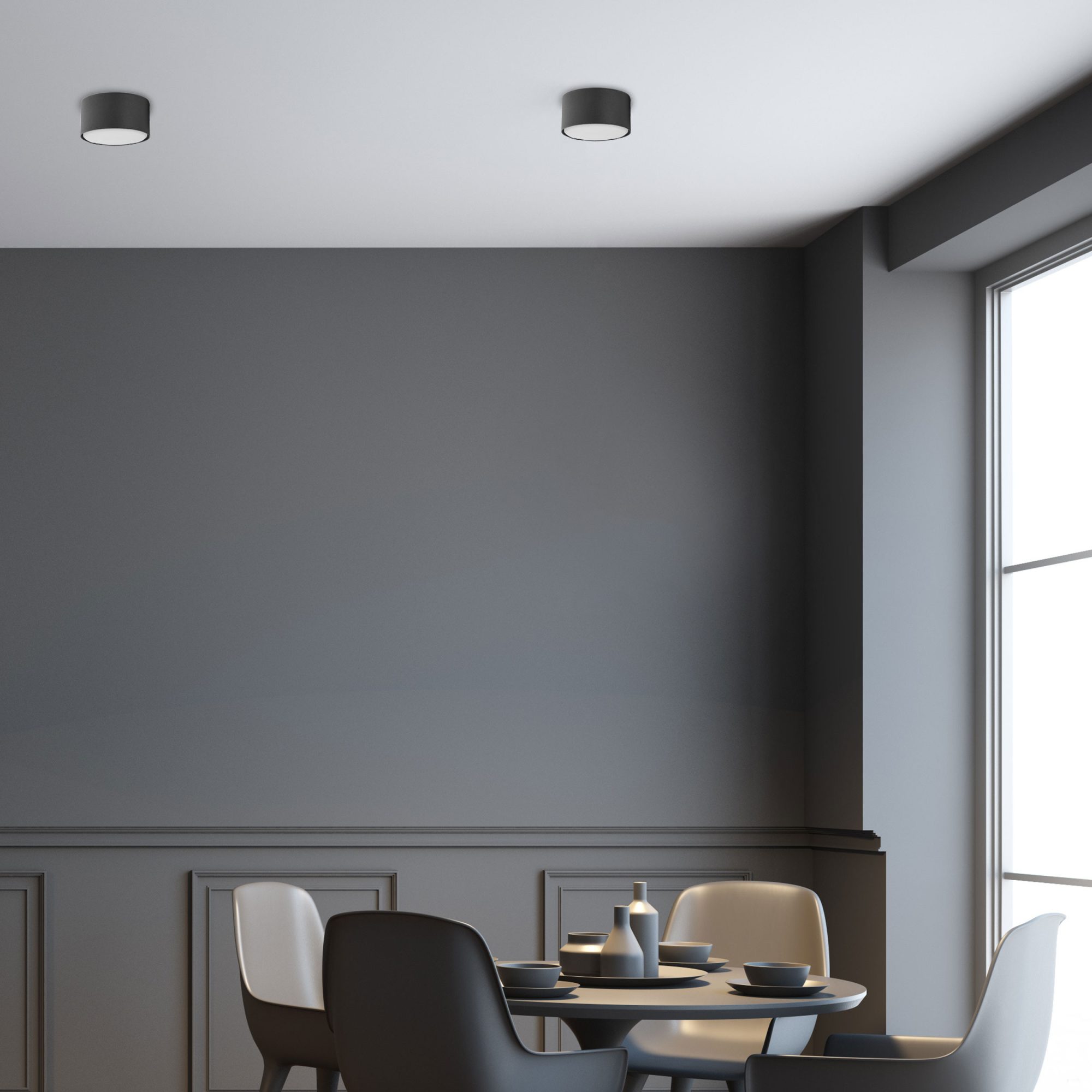 Czarna lampa sufitowa Top GX53 – aranżacja wnętrza