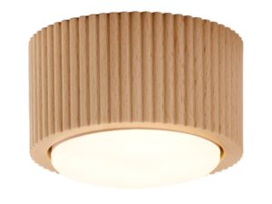 Miniaturka 2 - Spot Tubo Wood Natural S buk, ryflowany drewniany klosz z rozświetloną oprawą GX53