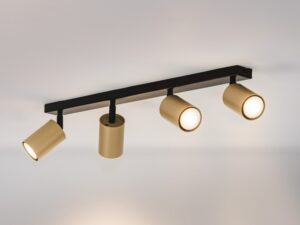 Miniaturka 8 - Aranżacja spotu Zoom 4 czarno-złotego z czterema cylindrycznymi reflektorami