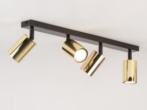 Miniaturka 2 - Spot Zoom 4 z czarną belką i czterema mosiądzowanymi reflektorami