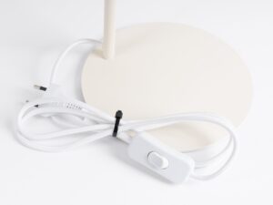 Miniaturka 33 - Stalowa lampa biurkowa Sorvella 35 cm beżowy – podstawa z przewodem i włącznikiem